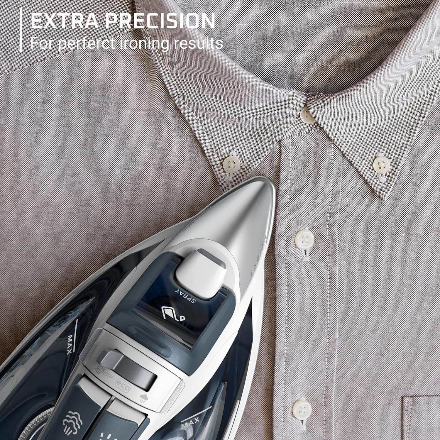 Powerful 1725W Steam Iron with Stainless Steel Soleplate & 400 Microsteam Holes