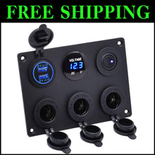 Load image into Gallery viewer, Multi-Function 12/24V Charger Panel with USB Ports &amp; Toggle Switch for Vehicles