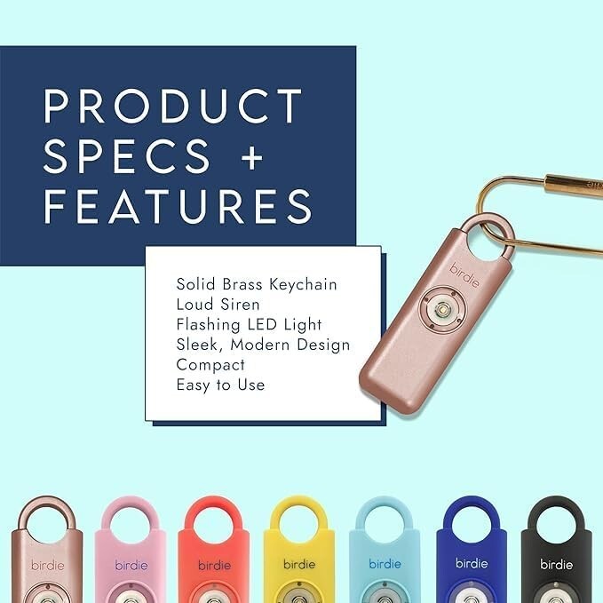 Modern Women’s Personal Safety Alarm - 130 dB, Keychain & Strobe Light, 2-Pack