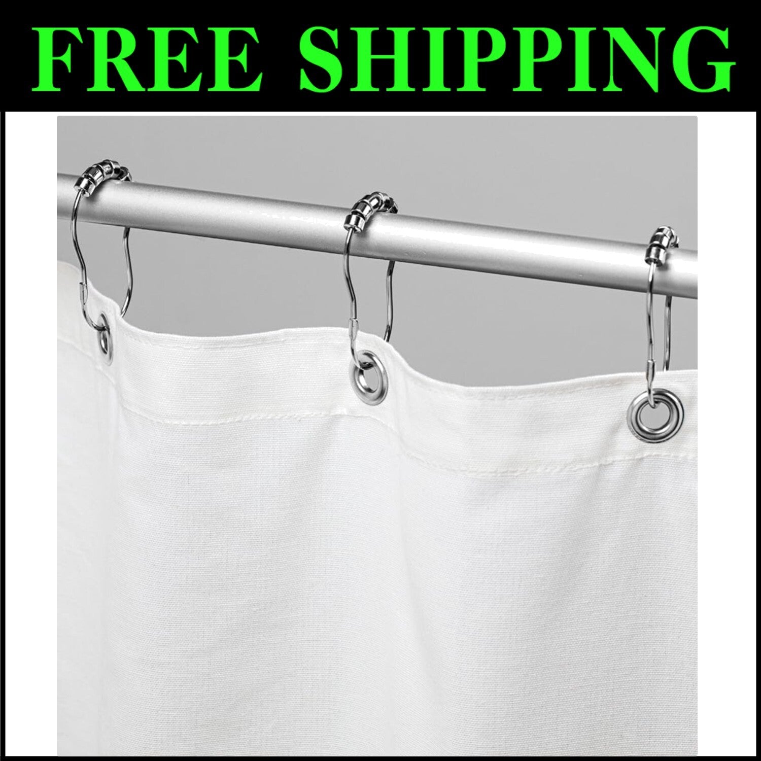 Versatile Cotton Shower Curtain 70" x 74" - Eco-Friendly & Quick Dry Design
