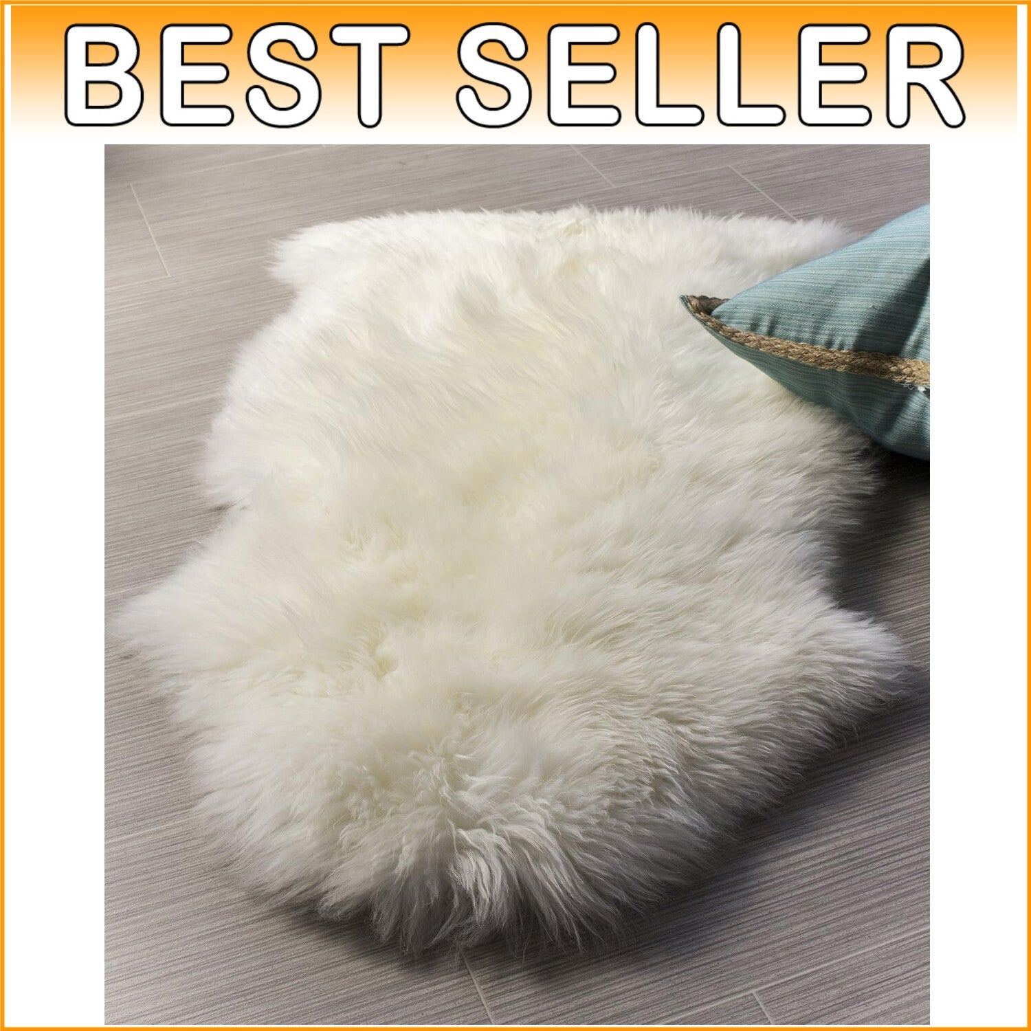 Luxury 100% Natural Lambskin Fur Rug - 2' x 3' Fluffy Creamy White Area Rug
