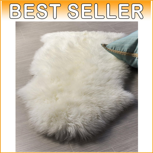 Luxury 100% Natural Lambskin Fur Rug - 2' x 3' Fluffy Creamy White Area Rug