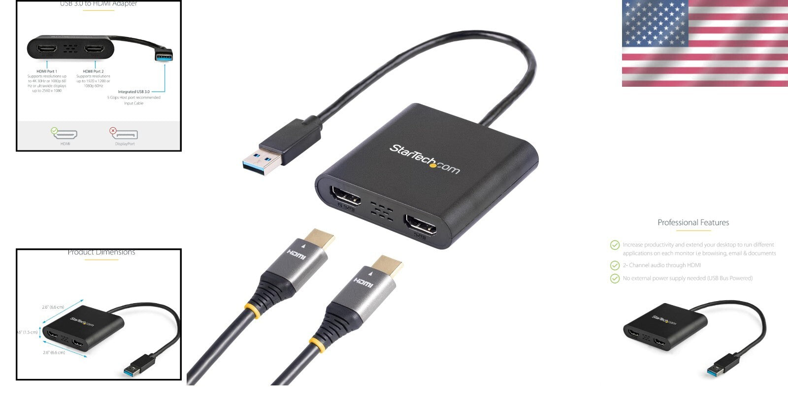 Enhance Workstation Efficiency with USB to Dual HDMI Adapter, 4K Support