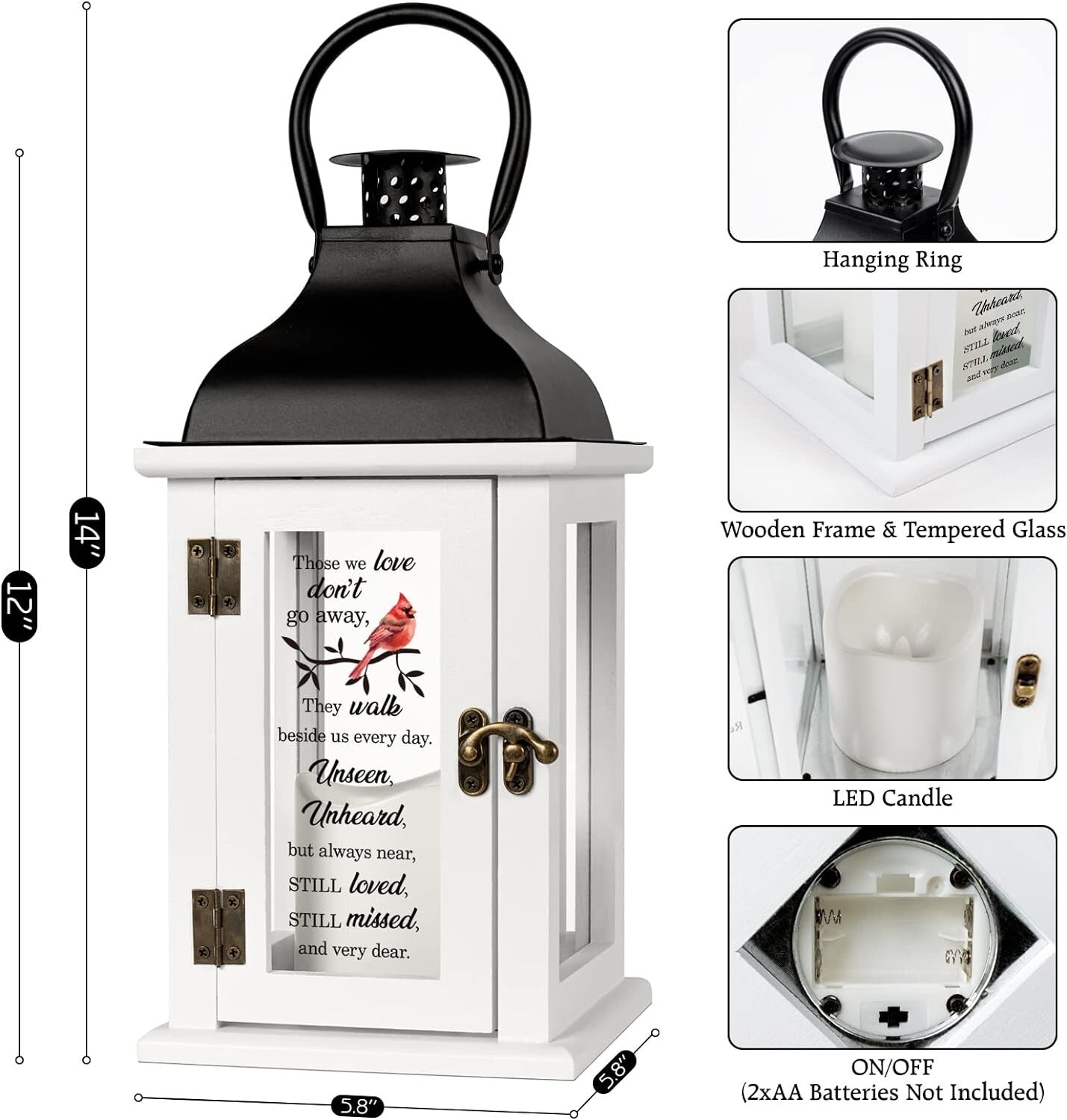 Comforting Battery Operated Lantern with Remote for Grieving Hearts – 14x6x6