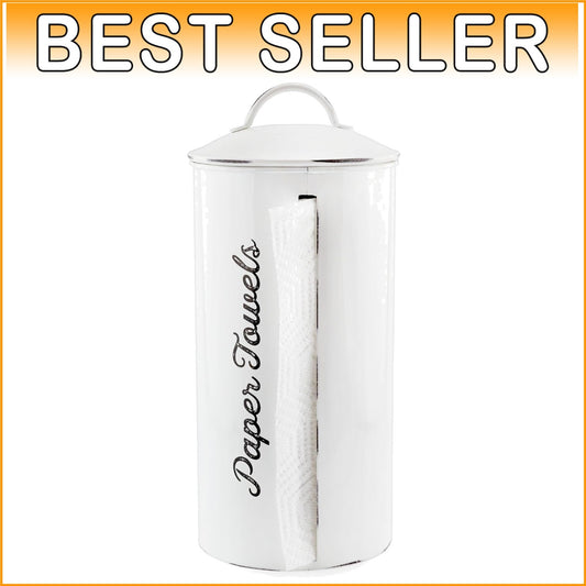 Durable Enclosed Paper Towel Holder - Stylish White Rustic Decor for Kitchen