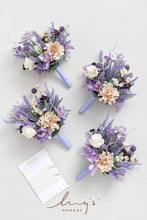Load image into Gallery viewer, Lavender Artificial Flower Bridesmaid Bouquet Set of 4 - Elegant 7-Inch Design