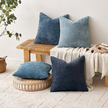 Load image into Gallery viewer, Set of 4 Neutral Blue Chenille Throw Pillow Covers 20x20 inches for Modern Decor