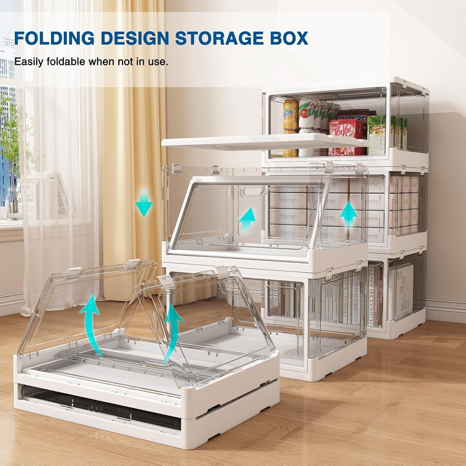 Space-Saving 3-Pack Clear Storage Boxes with Lids - Ideal for Home Organizing