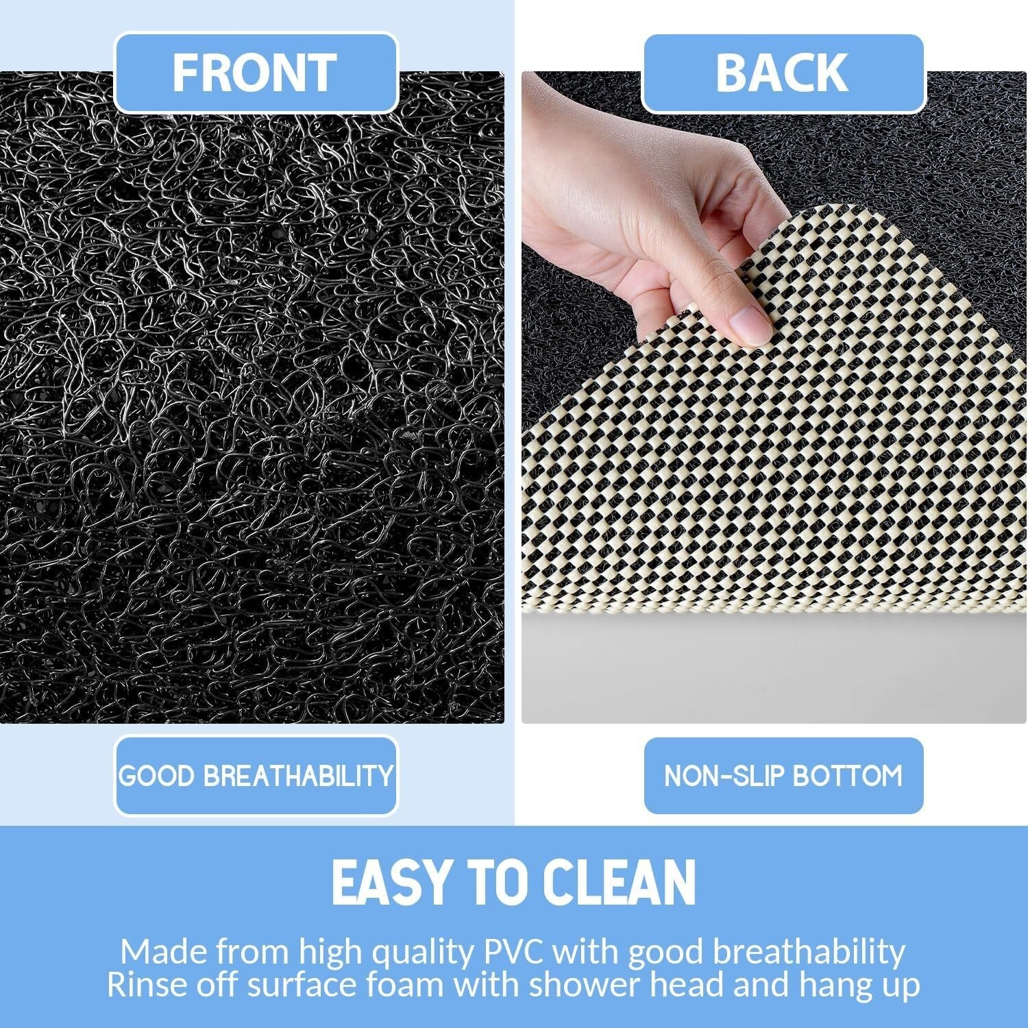 Anti-Slip Foot Scrubber Mat for Bathtub & Shower - Fast-Drying Design 40"x28"