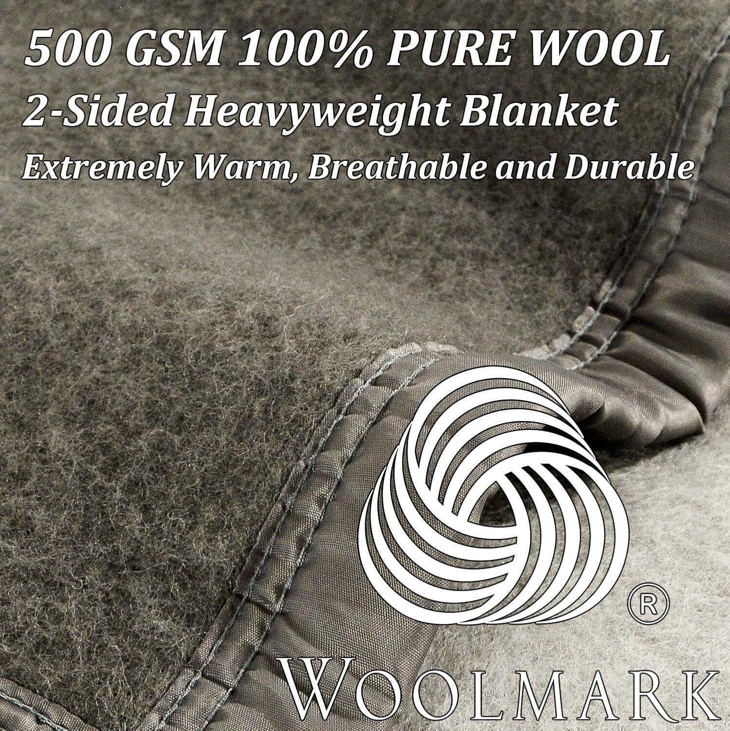 Luxury 100-Percent Wool Blanket 500GSM – Oversized Full/Queen, Reversible Design