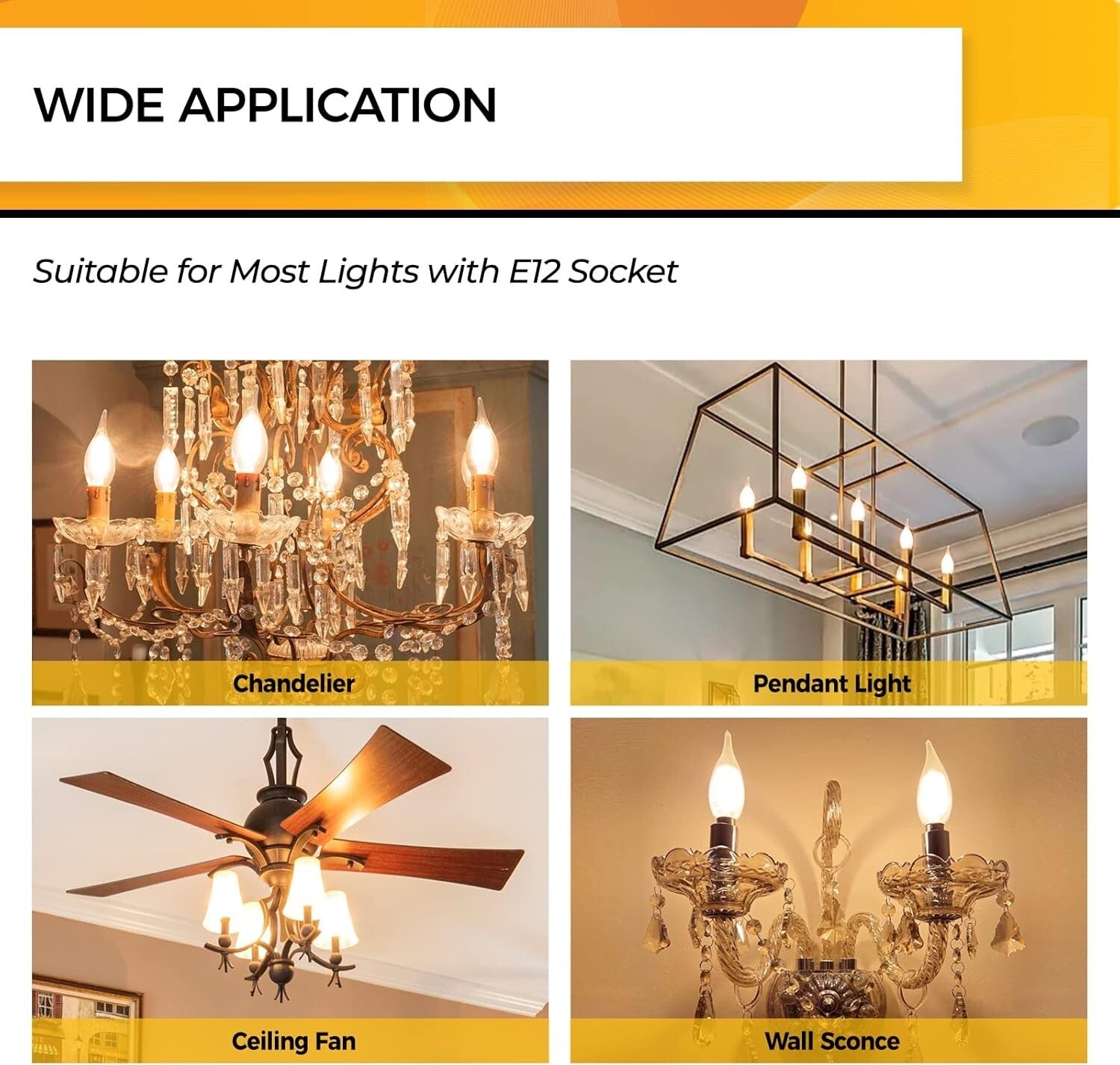 Energy-Efficient 4W E12 LED Bulbs - 450 Lumens, 40W Equivalent, Set of 24