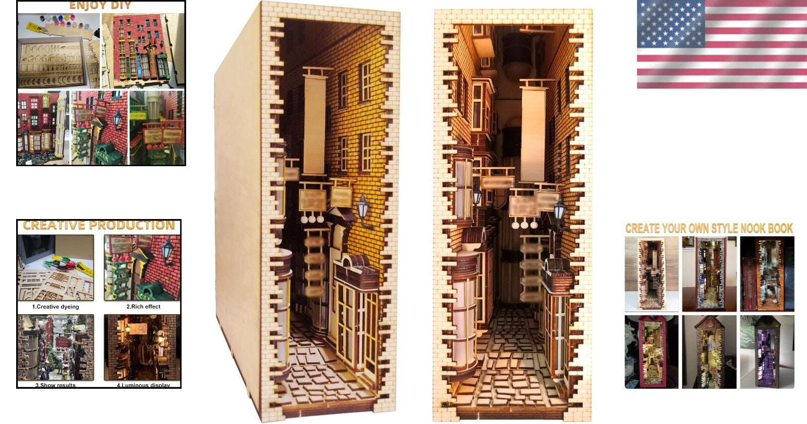 Fantasy-Themed 3D Book Nook Kit with LED Lighting - Perfect Gift for Creatives