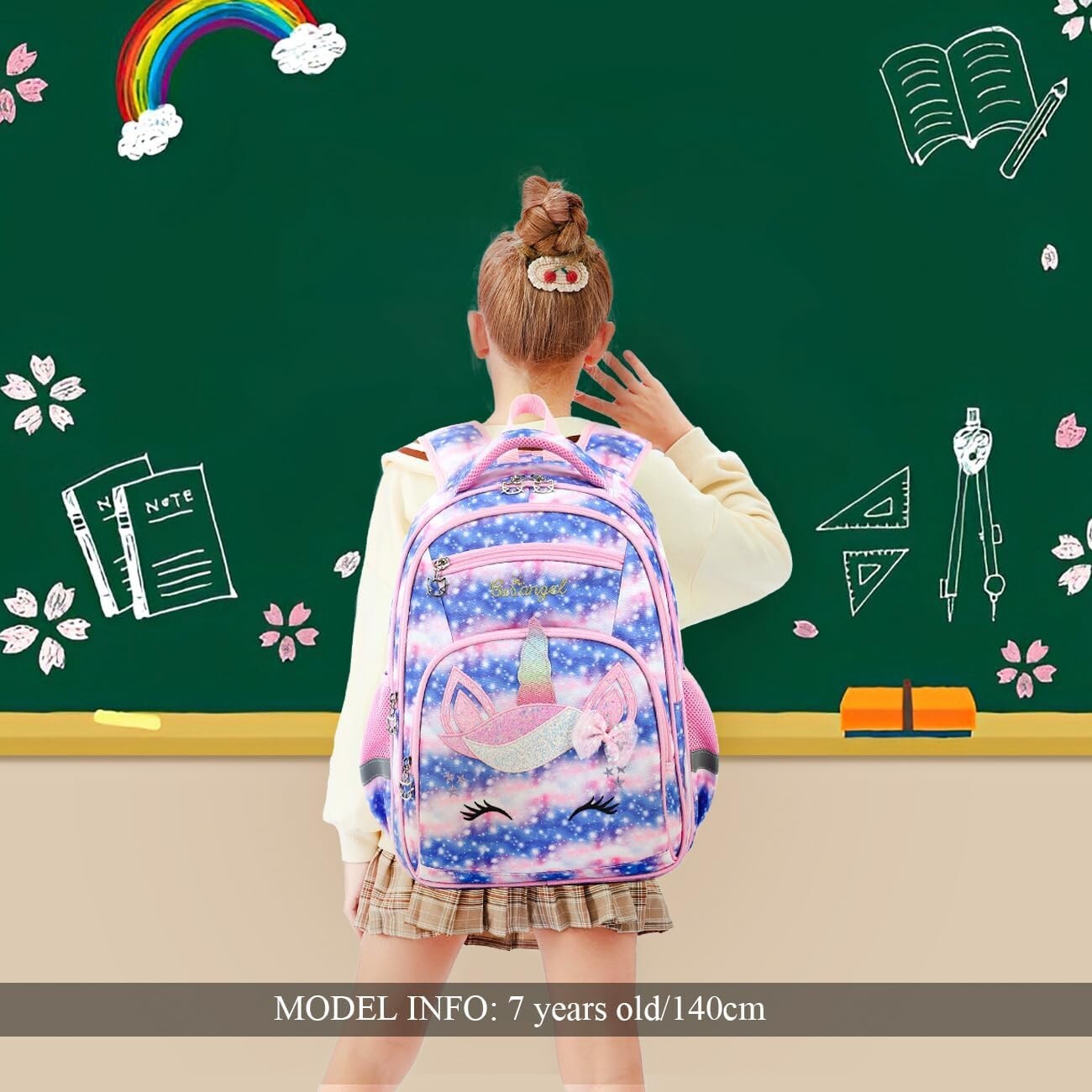 Ergonomic Multi-Compartment Backpack with Lunch Bag and Pencil Case for Girls