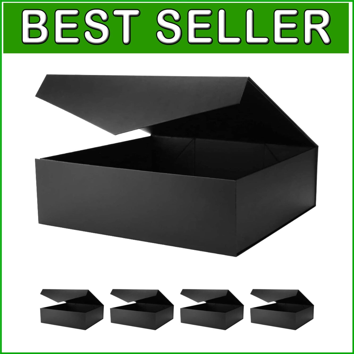 Elegant 5-Pack Extra Large Black Gift Boxes with Magnetic Closure – 16.3"x14.2"