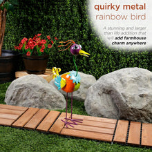 Load image into Gallery viewer, Vibrant 21" Metal Rainbow Bird Decor - Stunning Outdoor Garden Statue