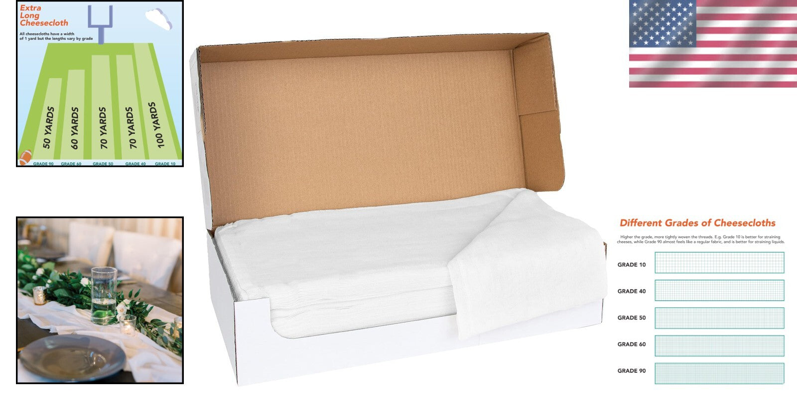 Arkwright 100% Natural Cotton Cheesecloth - 100 Yards for Straining & Decoration