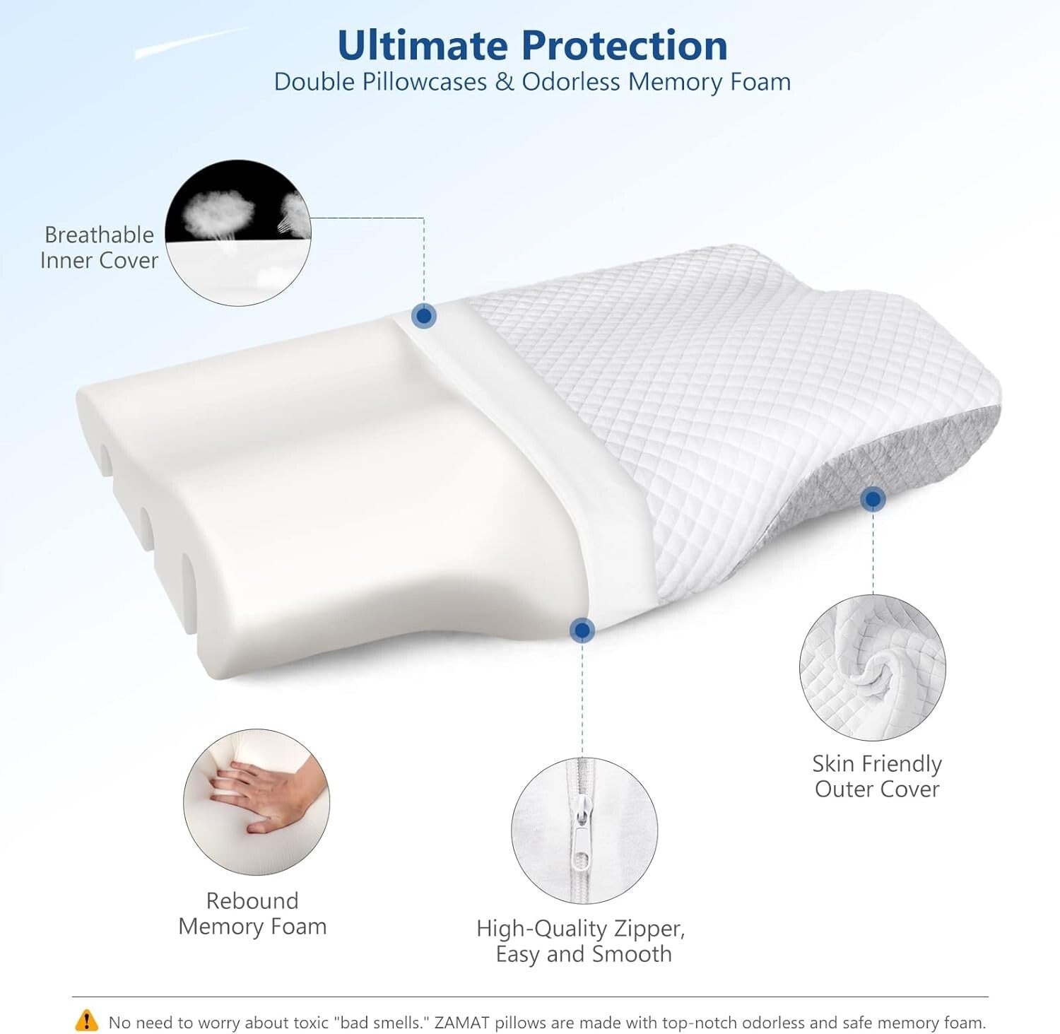 Ergonomic Cervical Pillow with Washable Cover - Alleviate Neck Pain Effortlessly