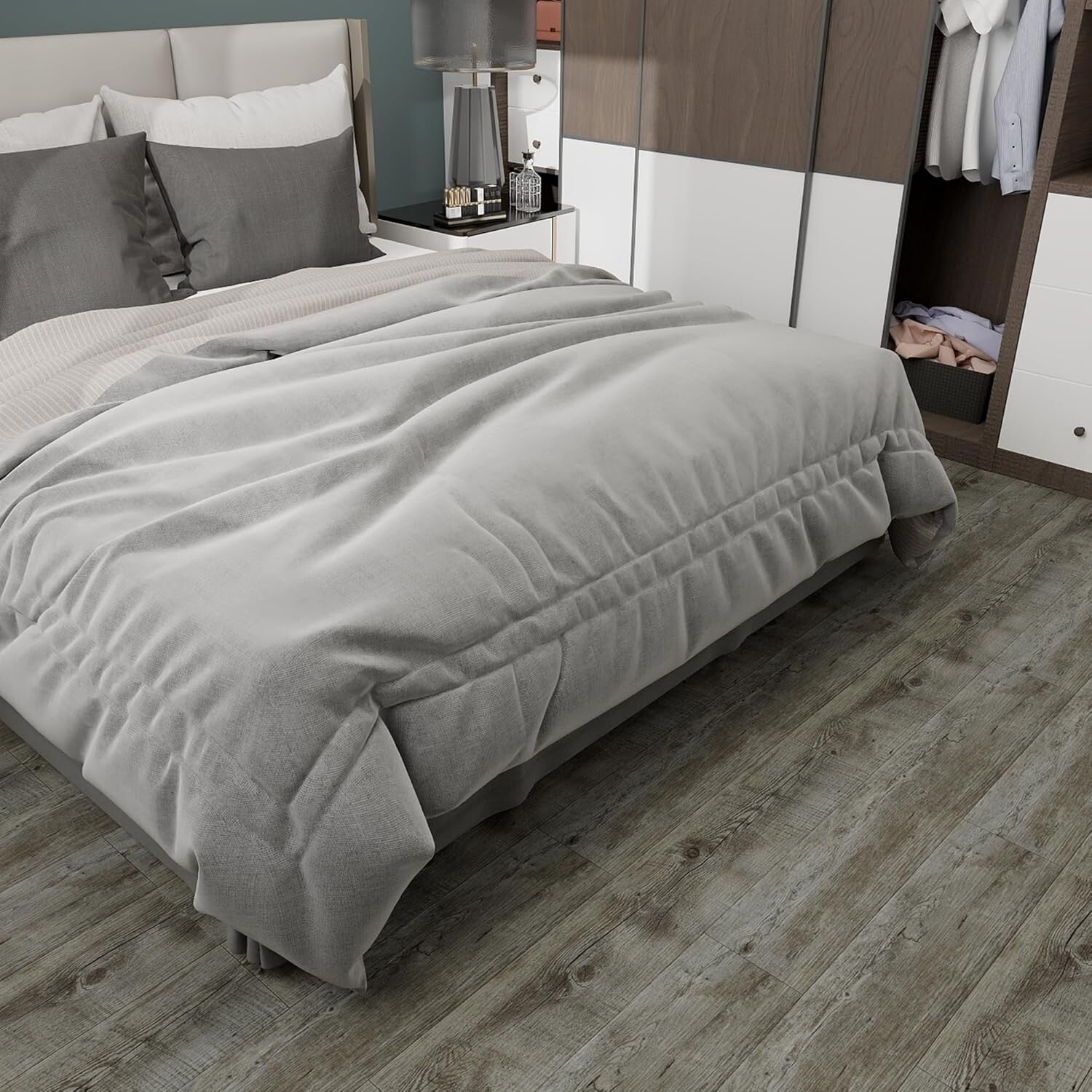 DIY Wood Look Vinyl Flooring Tiles, 36 Pack - Waterproof & Scratch Resistant