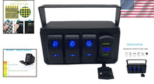 Load image into Gallery viewer, Aluminum Rocker Switch Panel with LED Voltmeter &amp; Dual USB Charger for Boats