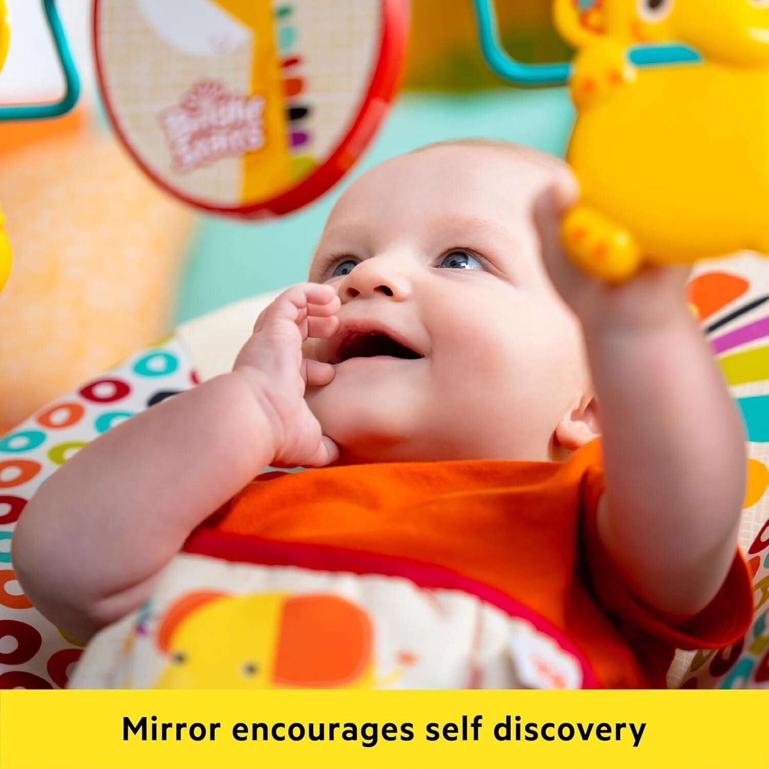 Portable Baby Bouncer with Soothing Vibrations & Toy Bar - Playful Pinwheels