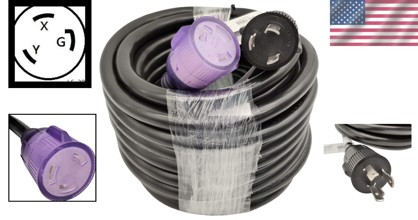 50FT NEMA L6-30 Heavy-Duty Extension Cord, Ideal for Generators and Equipment
