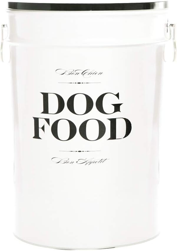 Elegant Airtight Dog Food Storage Canister - 40lbs Capacity, Parisian Style