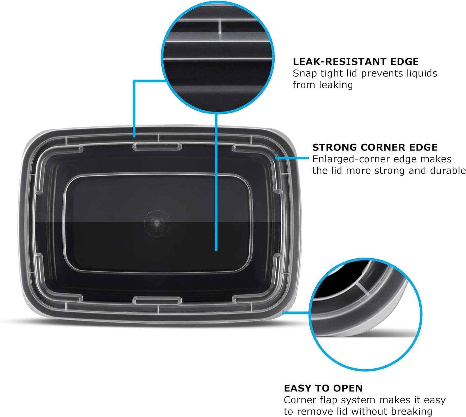 Airtight 1 Compartment Meal Prep Containers - 16oz Bento Box for Healthy Lunches