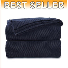 Load image into Gallery viewer, Luxurious Dark Navy Cotton Throw - Cozy Blanket with Laundering Bag Included