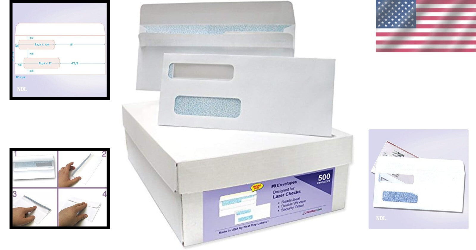 Bulk Box of 500 Classic Double Window Check Envelopes - Secure & Compliant