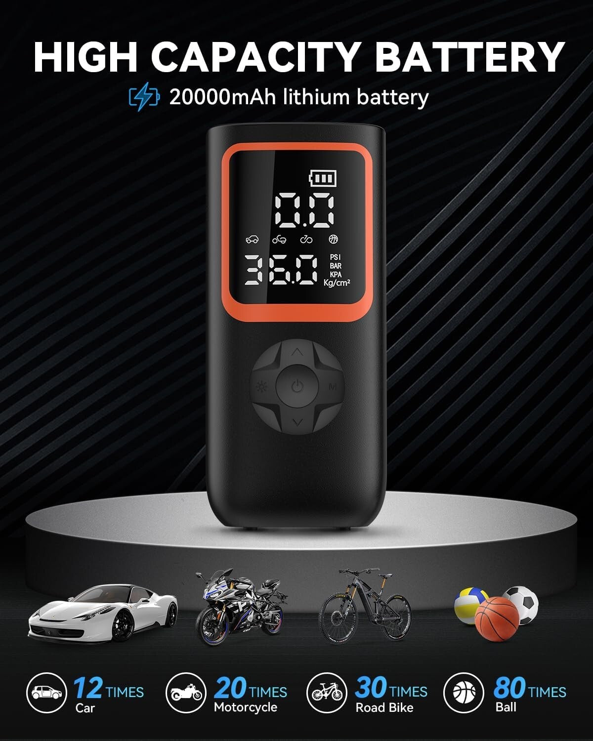 Multi-functional Tire Pump - Cordless Air Compressor with Emergency USB Ports