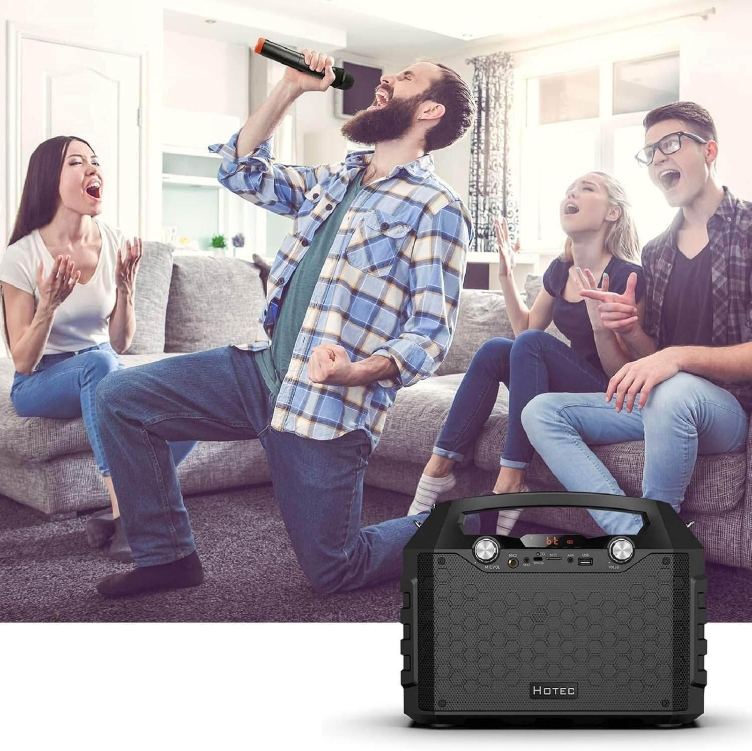 Powerful Bluetooth Karaoke Machine with UHF Mics - Ideal for Parties & Teaching