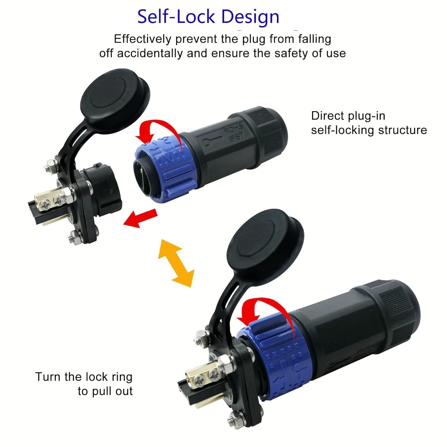 Durable 2 Pack Marine Boat Power Connectors for Trolling Motors - IP67 Rated