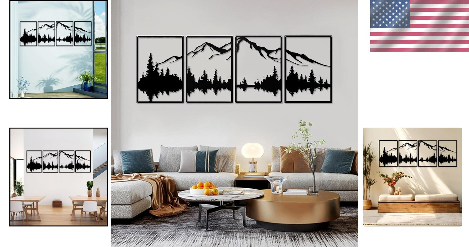 Unique Mountain and Forest Metal Wall Art Collection - Easy to Install Decor