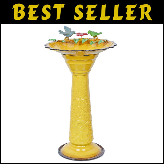 Weather-Resistant 17" Vintage Metal Bird Bath with Sturdy Stand - Outdoor Charm
