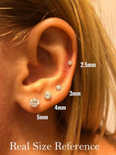 Load image into Gallery viewer, Versatile 2.5mm Cubic Zirconia and White Gold Studs - Gift-Ready Jewelry Box