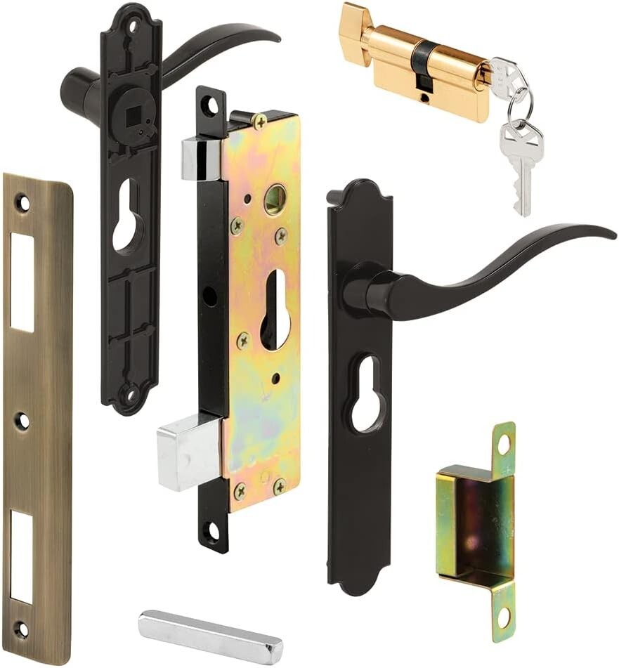 Durable Diecast Black Lever Handle Set for Storm Doors - Keyed for Security