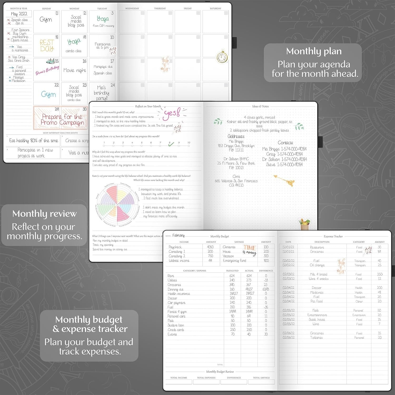Elegant A4 Undated Schedule Planner with Stickers – Daily & Monthly Organizer