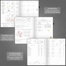 Load image into Gallery viewer, Elegant A4 Undated Schedule Planner with Stickers – Daily &amp; Monthly Organizer