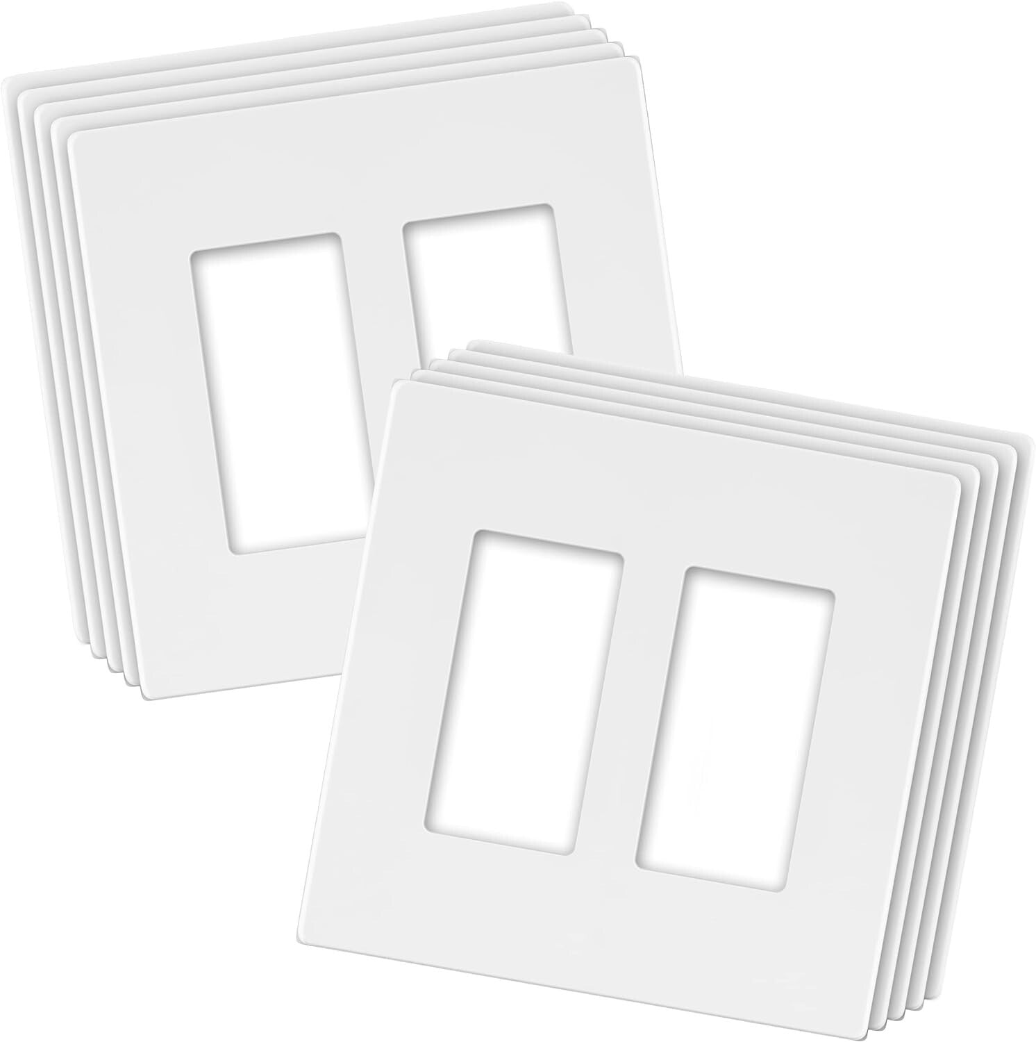 10 Pack Matte Finish Screwless Double Decorator Wall Plates - White Aesthetic