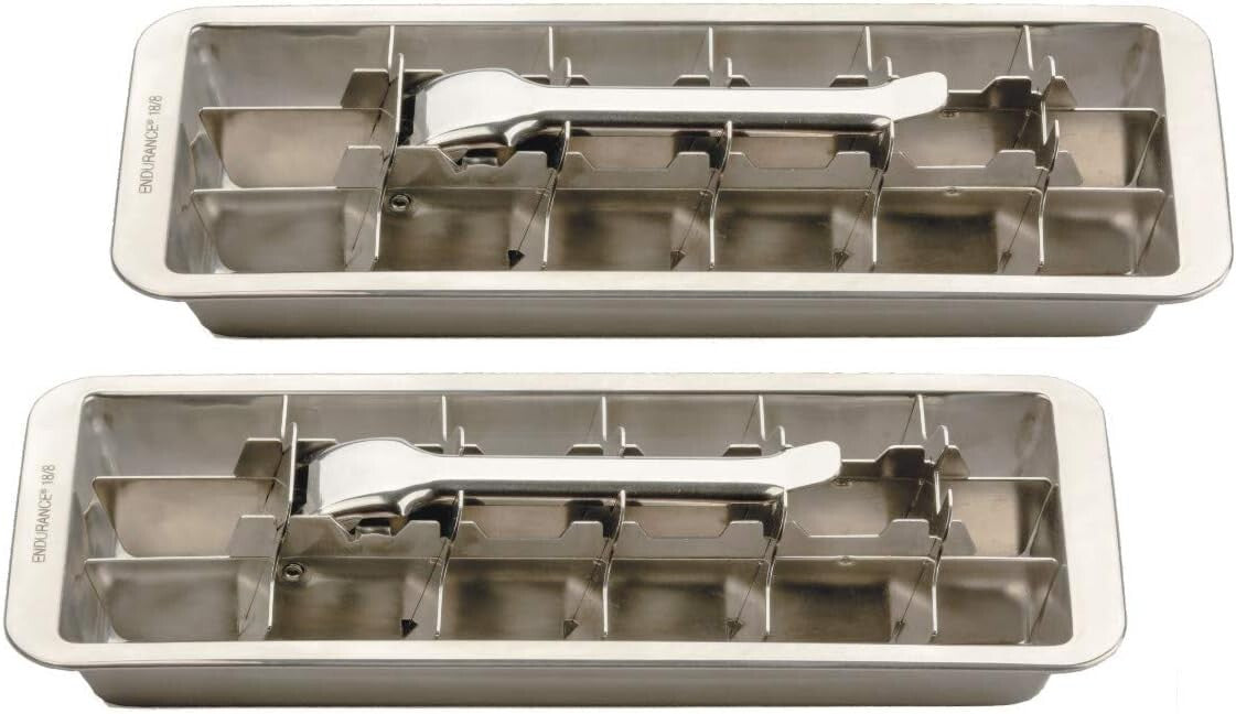 Effortless Stainless Steel Ice Cube Tray Set - 18 Ice Cubes, Easy Release Handle