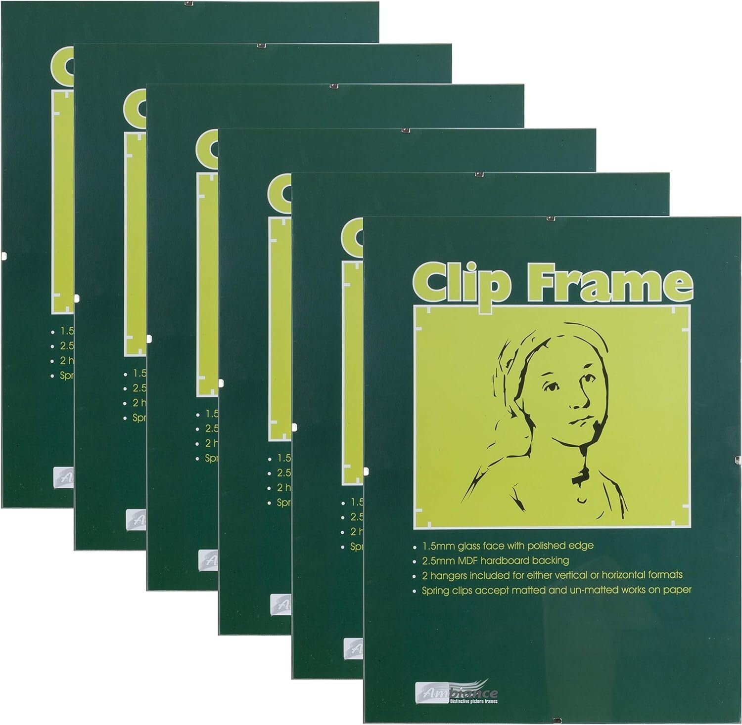 6-Pack Modern Low-Profile Clip Frames - 9x12 Minimalist Picture Frames