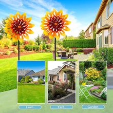 Load image into Gallery viewer, 62" Sunflower Wind Sculpture - 360° Kinetic Metal Pinwheel for Garden Decor