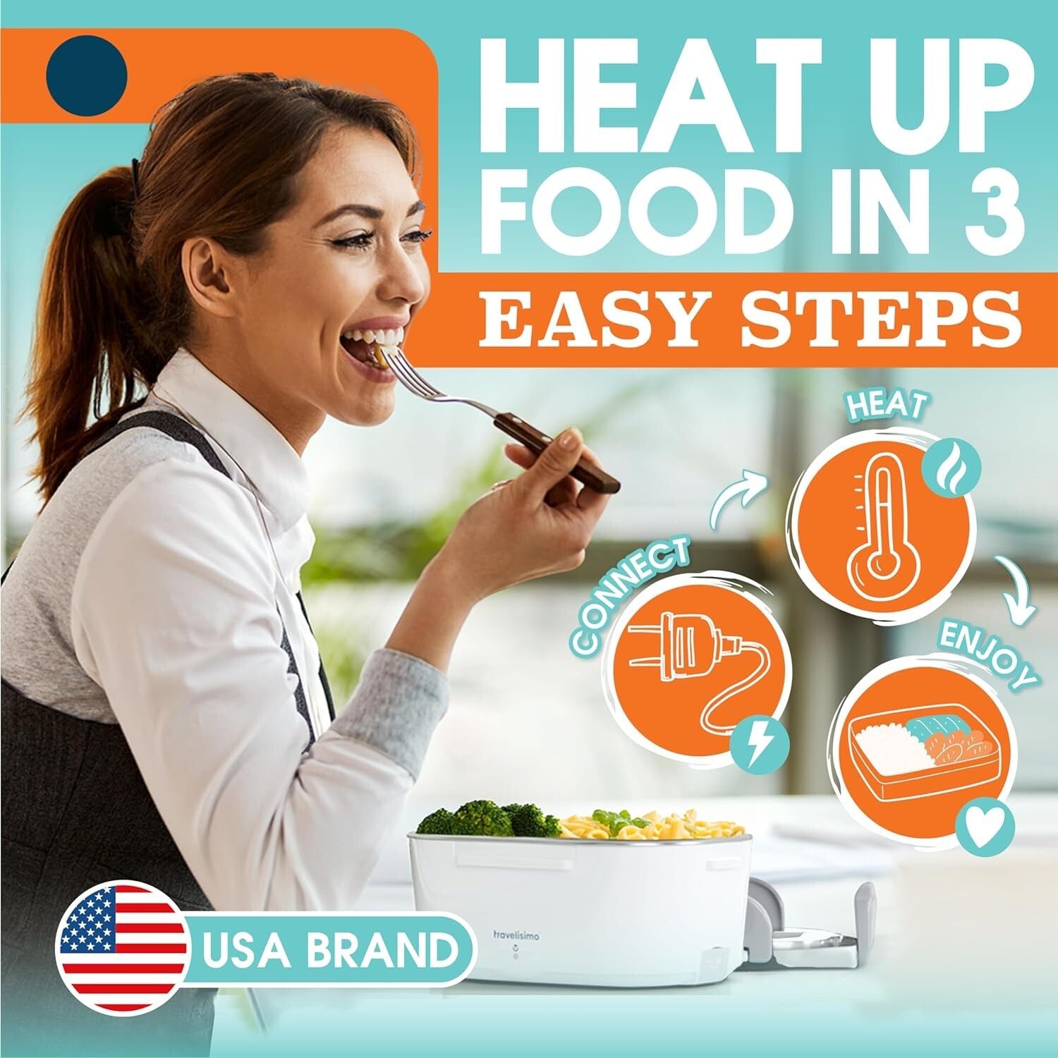 Versatile 80W Electric Lunch Box for Men & Women - Ideal for On-the-Go Dining