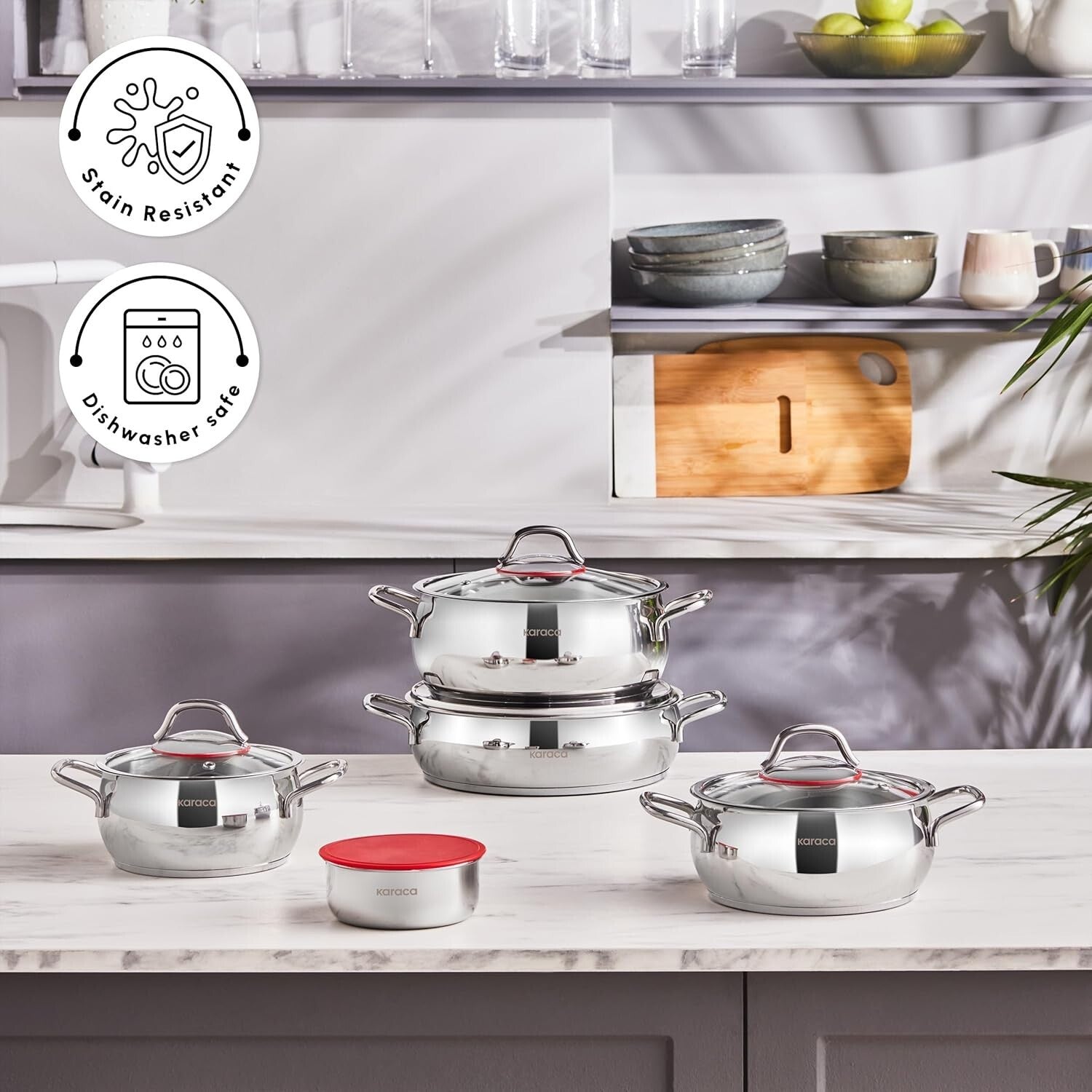 Durable 10-Piece Stainless Steel Cookware Set - Pot, Deep Pot, Casserole & More