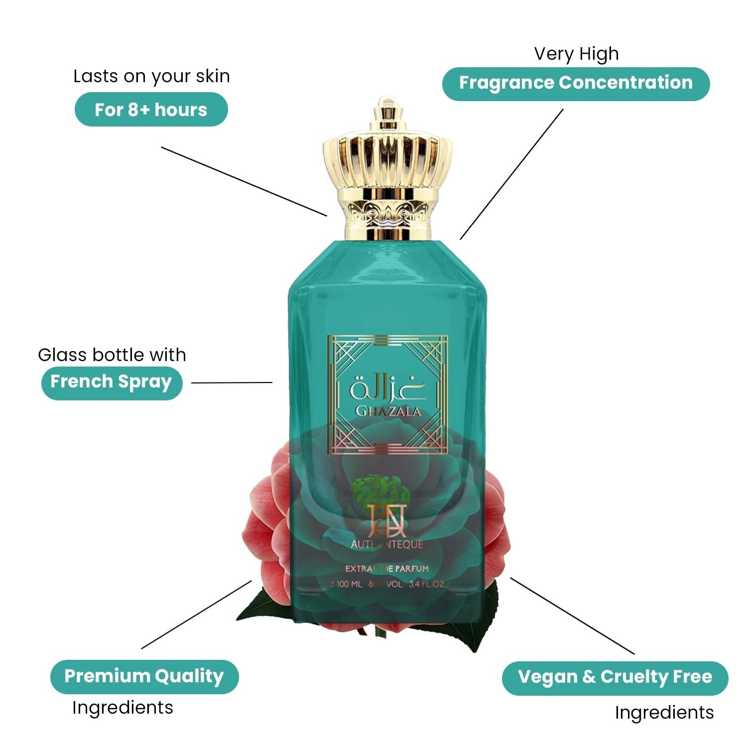 Ghazala 3.4 Fl Oz EDP - Turkish Rose, Peony & Vanilla – Elegant Fragrance