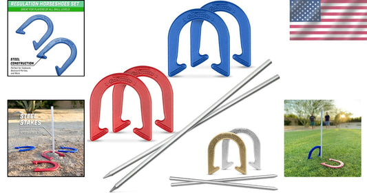 Premium Outdoor Horseshoe Game Set with Carrying Case - Perfect for Gatherings