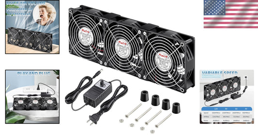 Compact 120mm x 38mm Exhaust Fan with Speed Controller, Ideal for Electronics