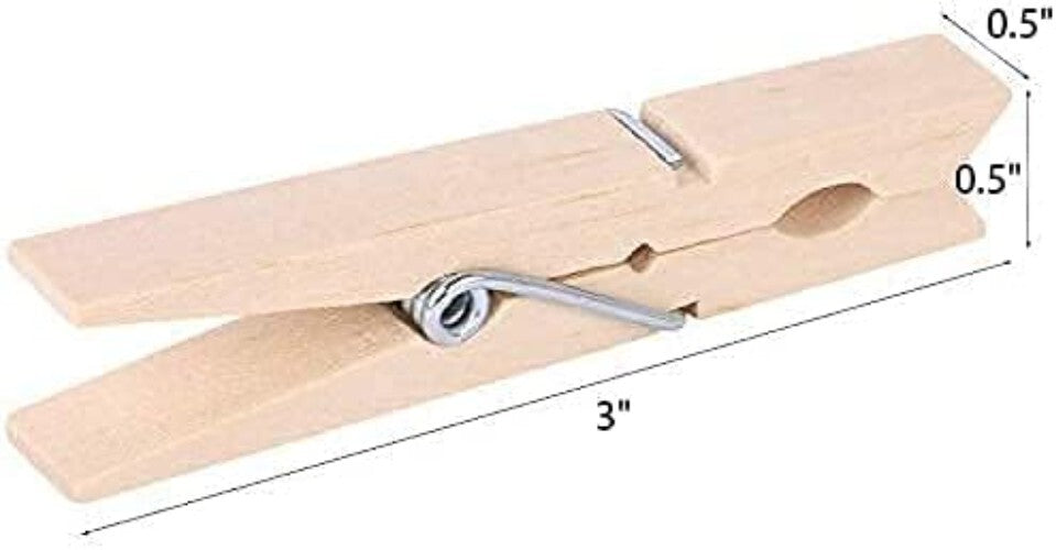 500pcs Heavy Duty Wooden Clothespins for Laundry & Craft Projects - 3 Inches