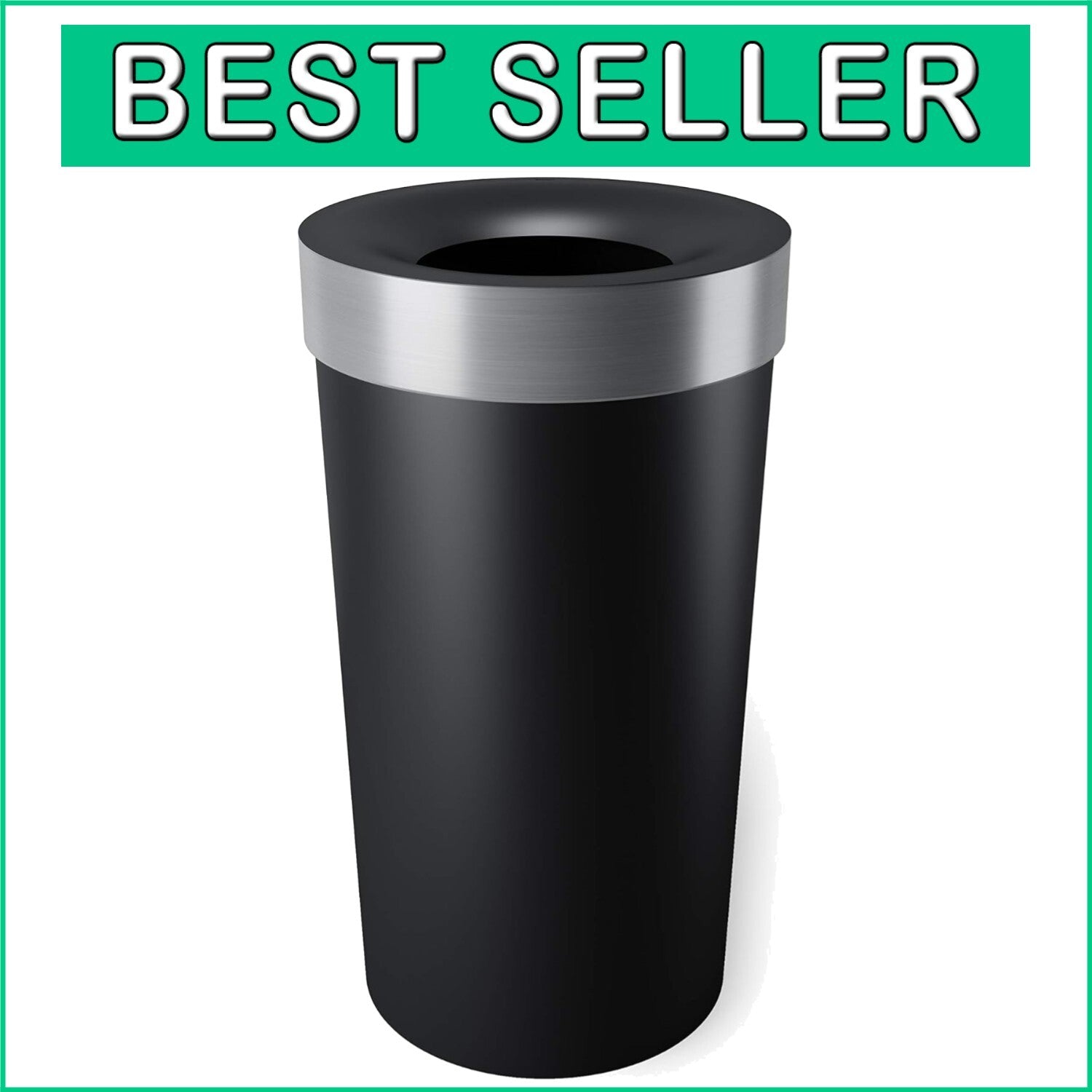 Elegant 16.5-Gallon Black/Nickel Trash Can - Stylish Storage Solution for Home