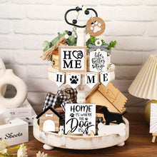 Load image into Gallery viewer, Sturdy Rustic Wooden Tiered Tray Decor with Personalized Dog-Themed Accessories